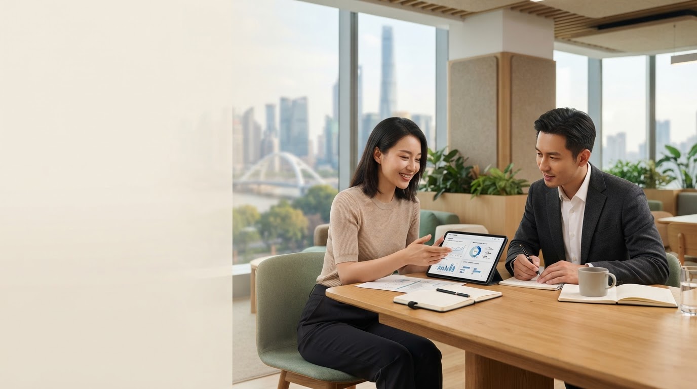 k8凯发官网登录的办公场景，展示柔和虚化的数据分析仪表盘